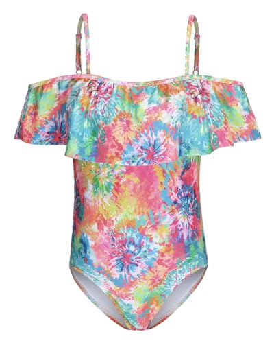Image of Girls One Piece Swimsuits Off Shoulder Bathing Suit for Kids Hawaiian Swimwear 3-16 Years