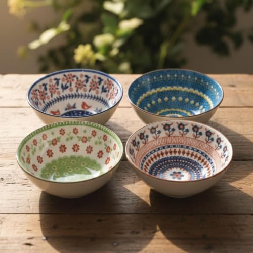 Image of Ceramic Dinnerware Set, Japanese Asian Cuisine Bowls and Plates for Dinner, Rice, Soup, Dessert, Salad, Gift Box Packed Dinner Set (Multi Color, Pack of 14)