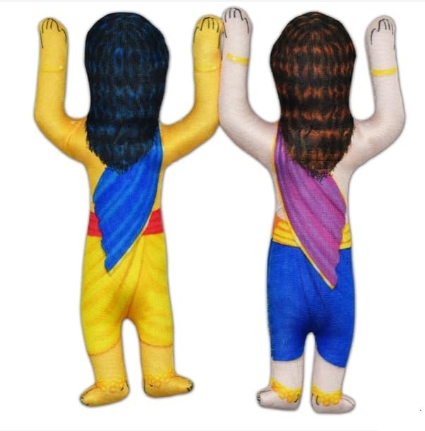 Image of Gaur Nitai Soft Toy Pair - Chaitanya Mahaprabhu & Nityananda Plush Dolls (Multicolor, 8 Inch) | ISKCON Inspired Stuffed Toys for Kids, Decor & Devotional Gifting