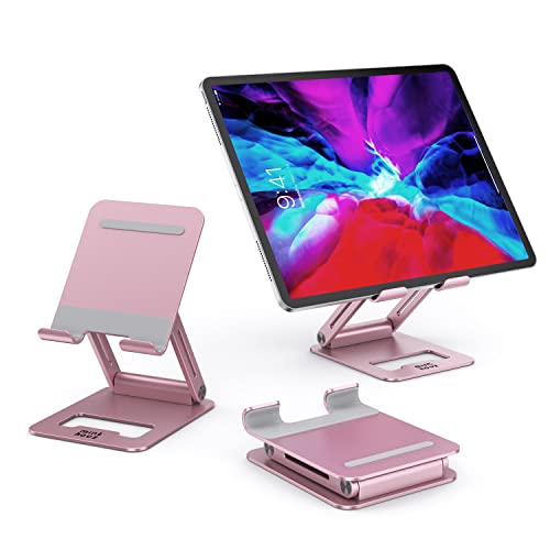Minthouz Support de Tablette, réglable et Pliable, Compatible avec Tous Les téléphones Mobiles/liseures/tablettes/ultrabooks de 4.7 à 12.9 Pouces,Rose Cover