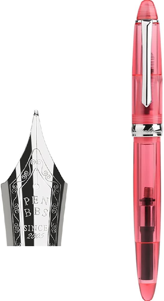 Lanxivi Penbbs 308 Cigar Shape Strawberry Acrylic Fountain Pen Fine Nib with Conveter and Pen Case Set