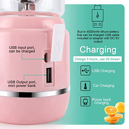 Iocsmart Portable Personal Size Blender, Usb Rechargeable Mini Juicer Blender For Smoothies And Shakes With 2 Juice Cup Portable On The Go Travel Sports Kitchen (Pink) #TOP4