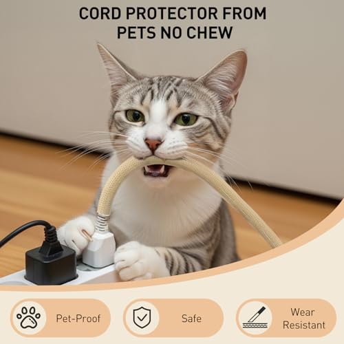 Image of AGPTEK Cable Sleeve, 2 Pack 5ft - 1.2 Inch Cable Management, Desk Cord Cover Organizer Wire Hider for Office Computer TV Wire Loom Tubing, Pet Proof Cord Protector from Cat Dog Chewing, Wood Color