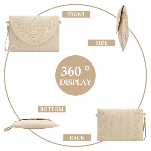 Image of Gets Straw Clutch Purse for Women, Woven Beach Bag Summer Corssbody Purse Small Rattan Shoulder Bag for Travel | Hand-woven