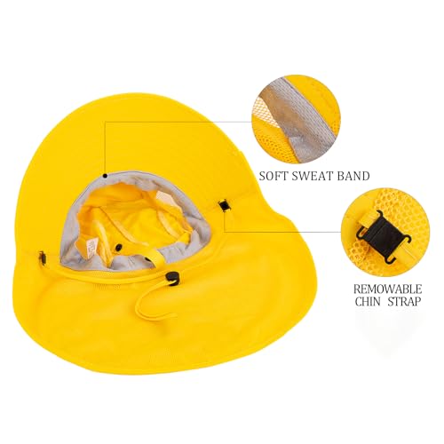 Image of Kids Sun Hat UPF 50+ Boy Girl Protection Hat Wide Brim Beach Hats with Mesh and Adjustable Chin Strap