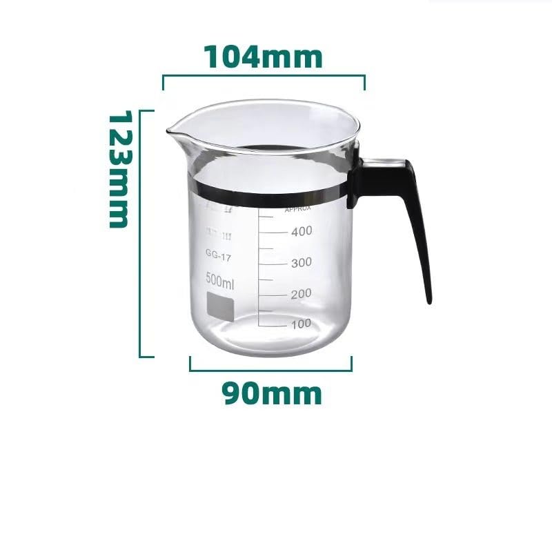 500ml Borosilicate Glass Measuring Beaker with Spout and Plastic Handle - Ideal for Lab and Kitchen Use