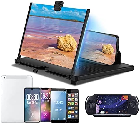 Hopeful 14" Thin Foldable Phone Magnifier Screen Foldable HD 3D Blu-ray Easy to Carry Gadgets for Men Gifts Technology 3d Movies Phone Projectorblack