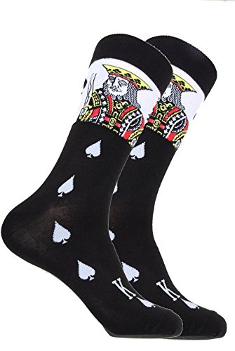 Mens Designer Novelty King of Spades Playing Cards Cotton Socks
