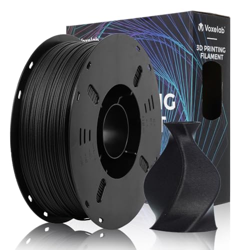Image of VOXELAB Carbon Fiber PETG 3D Printer Filament, PETG Carbon Fiber Black Filament 1.75mm 1KG (2.2 LBS) 1 Spool, 3D Printing Material, Dimensional Accuracy + /- 0.02 mm, PETG CF Black