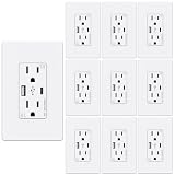 WEBANG USB C Outlet, 25W 4.8 Amp 2-Ports USB Receptacle, 15A Tamper Resistant Wall Outlet with USB C Ports, Screwless Wall Plate Included, ETL Listed, Matte White, 10 Pack