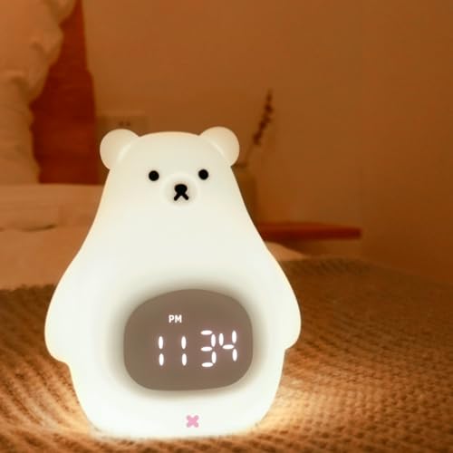 RAKSONIC ナイトライト 授乳ライト 目覚まし時計 間接照明 ベッドランプ 常夜灯 ルームライト USB充電式 可愛い 睡眠雰囲気ライト 保育園用 寝室 リビングルーム用 子供 男の子 女の子贈り物(クマ)