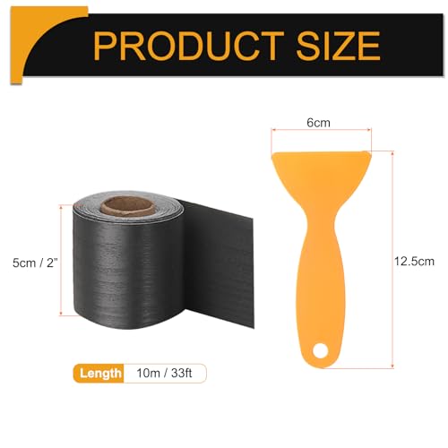 Image of HARFINGTON Wood Grain Repair Tape 2 Inch x 33ft Self Adhesive Repair Patch Tape Simulated Wooden Floor Tapes with Plastic Scraper for Tables Doors Windows Furniture, Black Wood