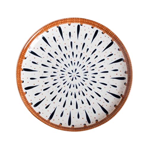 Nestasia White and Blue Dewdrop Set of 1 Ceramic Round Dinner Plate, Plate for Serving Snacks, Appetizers, or Desserts, Microwave Safe or Dishwasher Safe (10- Inch)