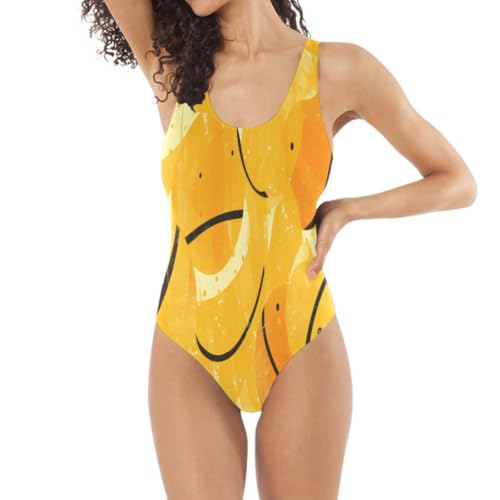 Maillot de bain 1 pièce renard jaune élégant pour femme et fille