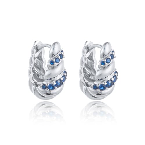 Chunky Hoop Earrings Set, 14K Gold Plated Twisted Huggie Earrings, Hypoallergenic, Gold/Silver