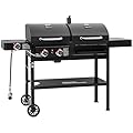 Royal Gourmet ZH3005 2 Burner Propane Gas and Charcoal Combo Grill with Side Burner & Porcelain-enameled Cast Iron Grates, Dual Fuel BBQ Combo Grill for Outdoor Cooking, Black