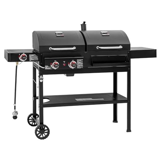Royal Gourmet ZH3005 2 Burner Propane Gas and Charcoal Combo Grill with Side Burner & Porcelain-enameled Cast Iron Grates, Dual Fuel BBQ Combo Grill for Outdoor Cooking, Black