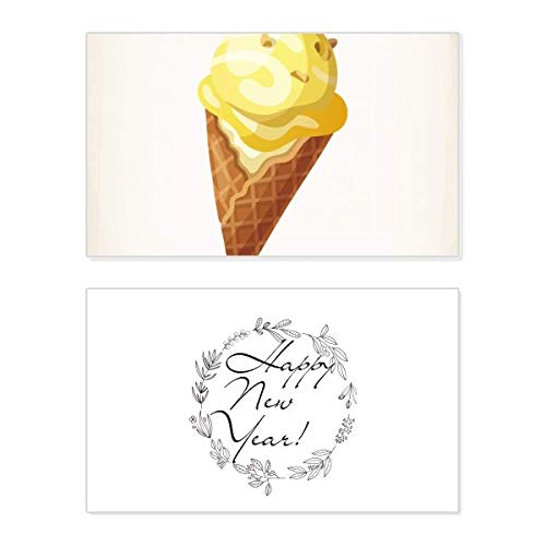 Tarjeta de Año Nuevo de helado de maní amarillo, el detalle ideal para tus deseos