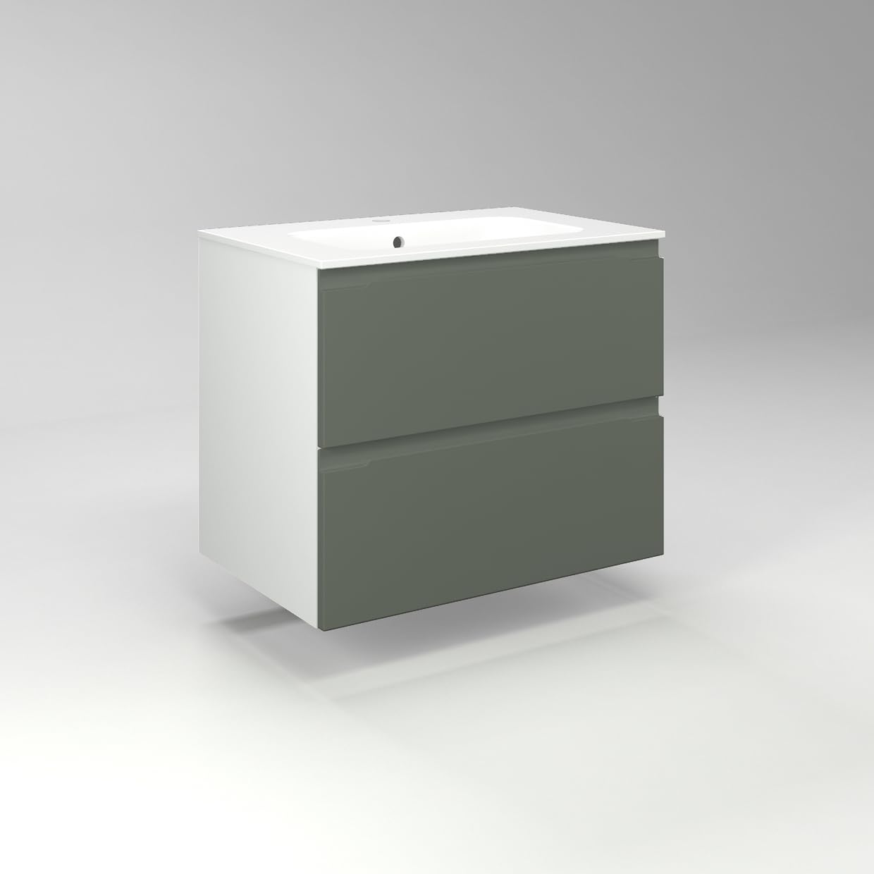 Diventa Modello Diva Star, Mobile Bagno sospeso 70cm con 2 cassetti spaziosi, lavabo dal design moderno, colore verde e bianco
