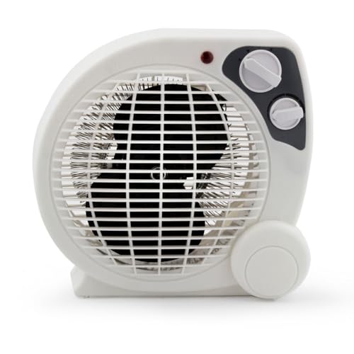 Caldo Bagno Elettrico 2000W, Basso Consumo, Riscaldamento Rapido, 2 Modalità Aria, Protezione Surriscaldamento, Design Compatto e Moderno, Colore Bianco e Grigio