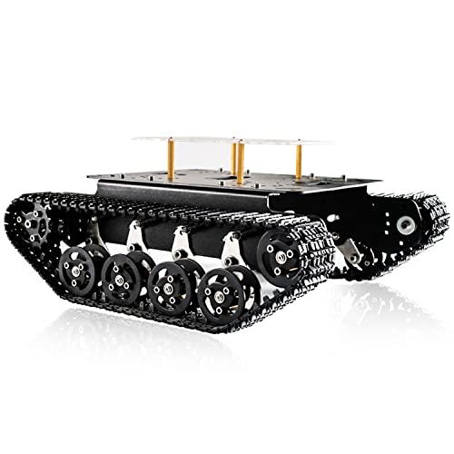 Professional Shock-Absorbing Smart Metal Robot Tank Car Chassis Kit for Arduino/Raspberry, Tracked...