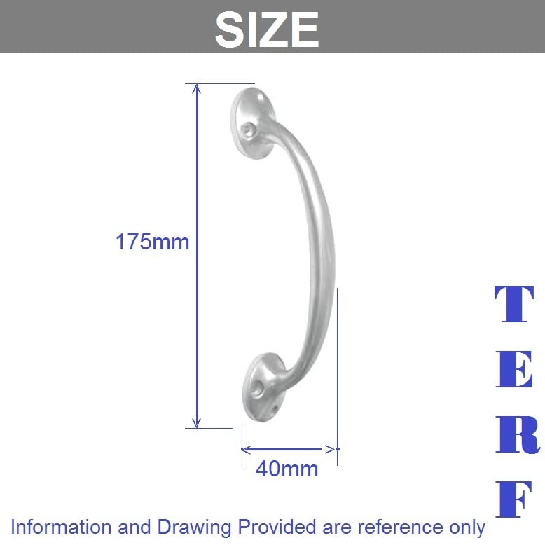 TERF® Heavy Duty Traditional Vintage Style Bow Door Pull Handle Aluminium 175mm (7 inch) Including Fixing Screw for Kitchen Cupboard Cabinet Drawer Door Pull Handle - Image 3