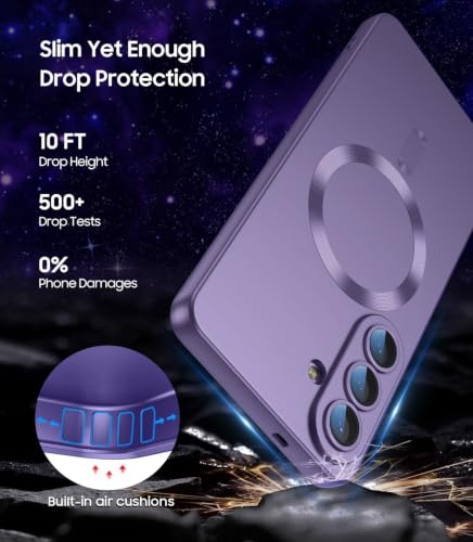 Image of DIZORO Compatible with Samsung S26 Case, Compatible with Mag Safe, Matte Luxury Metallic Luster Flexible TPU Wireless Charging Shockproof Case with Camera Protector Desert Violet