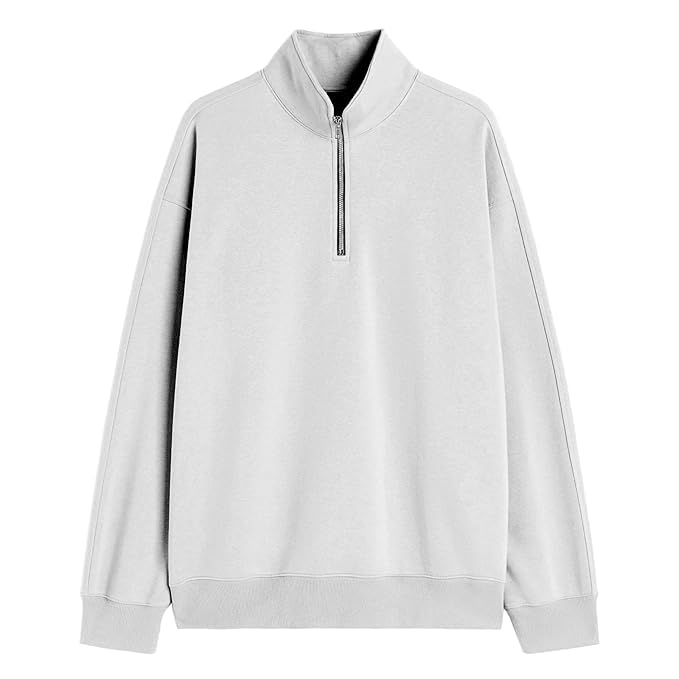 Image of Fleece Half Zip High Neck Loose Fit Sweatshirt for Men's