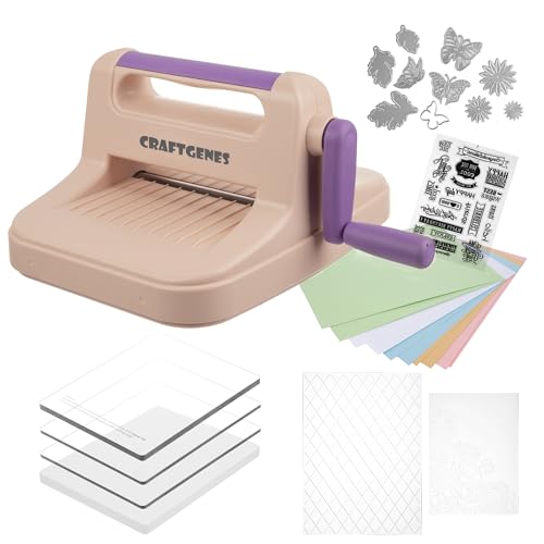 CraftGenes A5 Die Cutting Machine Manual Embossing Machine for Card Making and Scrapbooking Portable Die Cutting Machines with Plates Dies Embossing Folders Stamps and Cardstock 6 Inch Opening