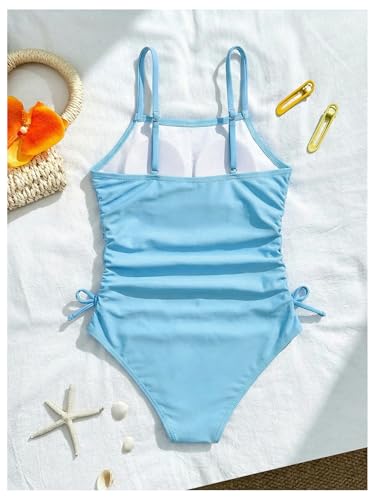 Image of Floerns Girl's One Piece Swimsuit Flower Bow Side Ruched Beach Vacation Bathing Suit