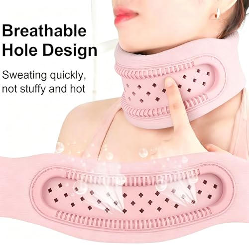 Image of Neck Brace Support Cervical Collar Silicone Posture Corrector for Men and Women Relieves Discomfort in The Neck and Shoulders Caused by Prolonged Work(Pink)