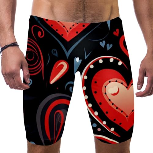 Valentine's Day Swimsuit for Men & Boys,Competition Lap Swim Suit, Square Leg Endurance Training Multicoloured