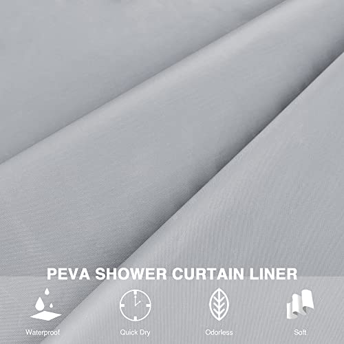 Qidordour Shower Curtain Liner, Bathroom Shower Curtains Set With Hooks, 71" X 71" Waterproof Peva Bathtub Curtain With Magnets, Bath Tub Shower Stall Curtains For Hotel, Gym, Dorm, Toilet, Light Grey #TOP1