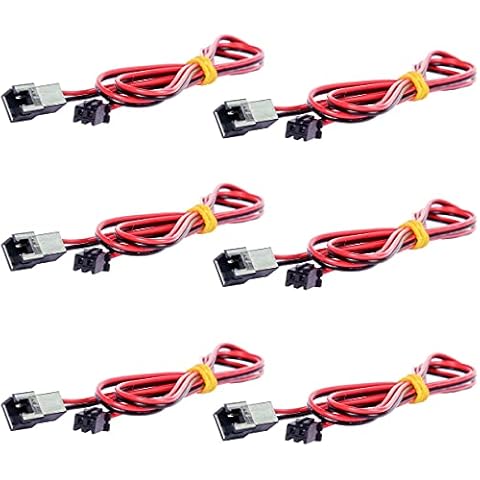 R REIFENG 6pcs 1M 3D Printer Parts Cooling Fan Extension Cable 2pin Xh2.54 Connection Line Male Female Cover