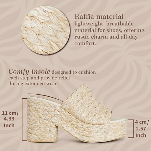 CYNLLIO Women's Platform Sandals Wedegs Espadrilles Raffia Heels Size 7.5 by CYNLLIO - Used condition - Image 6