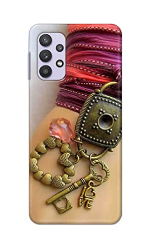 Image of Girl Hand with Keychain Hard Back Case Cover for Samsung Galaxy M32 5G / A32 5G Back Cover -(J5) VNS2228