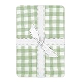 Butterblu Frankie Fitted Crib Sheet 100% Organic Cotton for Baby & Toddler Mattress, Breathable for Boys & Girls, Sage Check, One Size