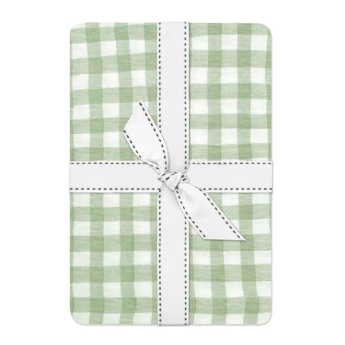 Butterblu Frankie Fitted Crib Sheet 100% Organic Cotton for Baby & Toddler Mattress Breathable for Boys & Girls Sage Check One Size