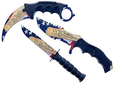 Falcon Knives CSGO Tactical Fixed Blade Set. 3 PCS Tactical Daggers. 2 Different Combo. for Collection, Gift, and Outdoors Camping Cut Ropes, Branches