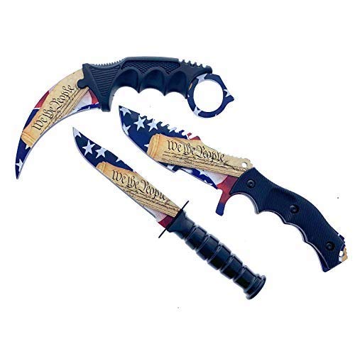 Falcon Knives CSGO Tactical Fixed Blade Set. 3 PCS Tactical Daggers. 2 Different Combo. for Collection, Gift, and Outdoors Camping Cut Ropes, Branches