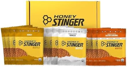 Honey Stinger Organic Waffle Variety Pack | 4 Units Each Of Honey, Vanilla, & Gluten Free Salted Caramel | Energy Stroopwafel for All Exercises | Sports Nutrition for Home & Gym, Pre & Post Workout