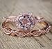 LRGKMCWTOB Fashion 2PCS Rings Elegant Women 18K Rose Gold Filled Morganite Pink Gemstone Wedding Bridal Ring Diamond Solitaire Wedding Engagement Rings for Women Set (US 8)