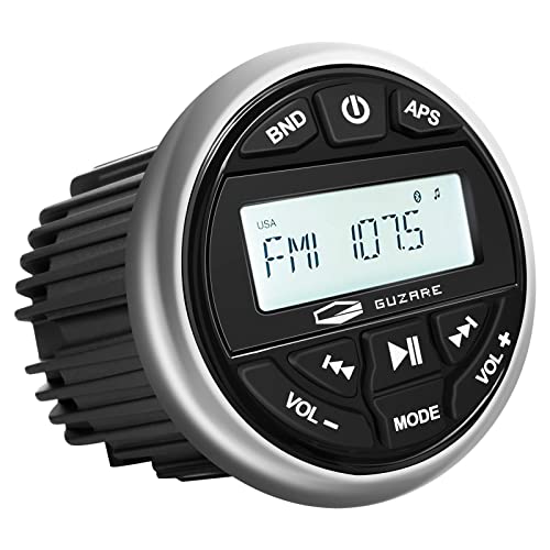 GUZARE Marine Radio Bluetooth Stereo Audio Waterproof Radio Boats FM AM Gauge Stereo Golf Cart Marine Stereo Receiver Audio Systems for RV UTV Yacht