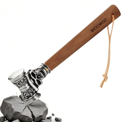WOZWOZ Skull Fist Hammer Tool 1.87Lbs Solid Quenched Stainless Head Hand Hammer Wooden Handle Multi-Purpose Tool For Home/Office Decor Gifts for Men