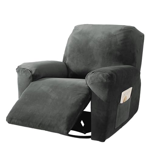 NORTHERN BROTHERS Recliner Chair Covers, Stretchy Recliner Couch Covers, Lazy Boy Velvet Chair Covers, Sofa Cover (Dark Grey, XL 1 Seat)