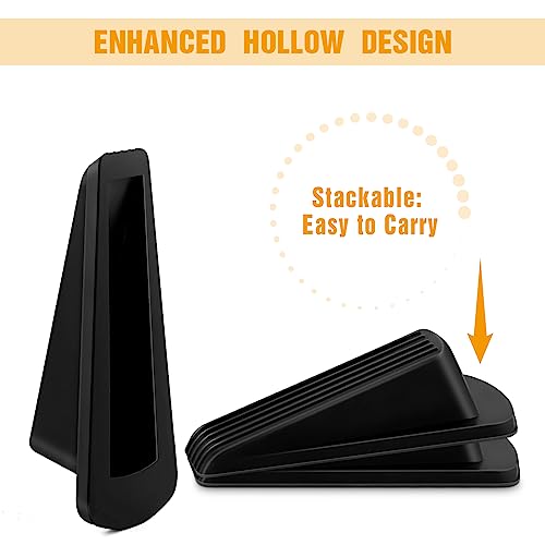 Crosize 3 Pack Rubber Door Stoppers for Floor, Door Stop Wedge for Heavy Duty Door, Black
