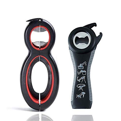 Magiin Abridor de Tarros 5 en 1 y Abrebotellas Multifunción 6 en 1, Acero Inoxidable, Herramienta para Abrir Latas Botellas de Cerveza, Latas para Mayores, Niños, Manos Débiles(1 Set) Cover