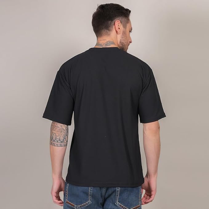 Image of Solid Self Design Oversized Tshirt for Men | Oversize T-Shirts for Men | Men Drop Shoulder Tshirts | Bagy Fit Men Tshirt