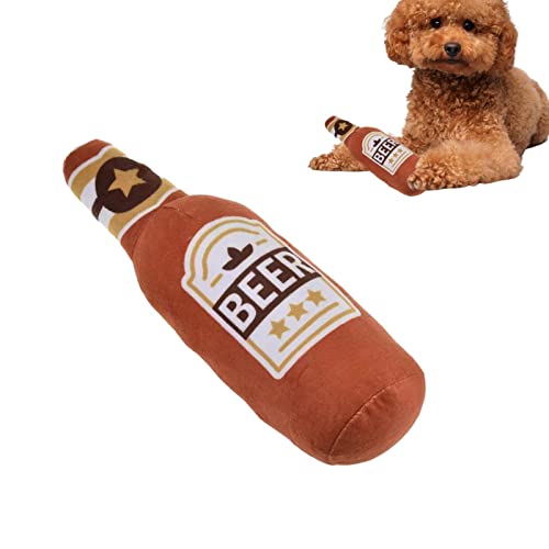 Rianpesn Grunzendes Hundespielzeug - Interaktive Weinflasche Quietschendes Stoffloses Hundespielzeug - Fetch süßes Hundespielzeug für kleine, mittelgroße Hunde, Welpengeschenk, aktives Beißen