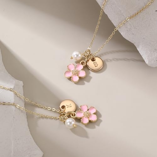 Flower Girl Proposal Gifts, Personalized Initial A-Z Letter Daisy Flowers Necklace Wedding Bridal Party Favors for Flower Girl4